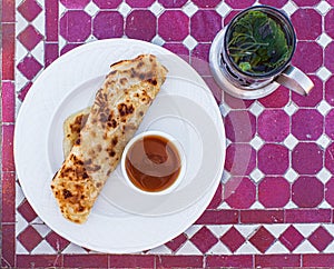 Msemen, typical kitchen maghreb Berber flatbread.