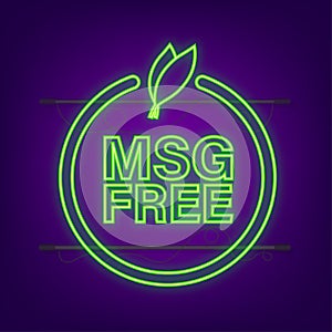 Msg free label. Vector neon logo. Vector neon icon.