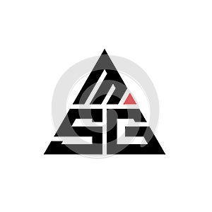 MSG triangle letter logo design with triangle shape. MSG triangle logo design monogram. MSG triangle vector logo template with red