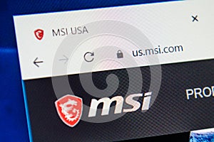 Msi.com Web Site. Selective focus.
