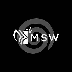 MSW credit repair accounting logo design on BLACK background. MSW creative initials Growth graph letter logo concept. MSW business