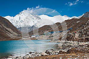 Mt. Cho Oyu and Gokyo lake, Everest region, Nepal photo