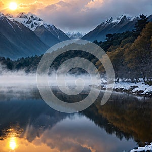 Mt Cook reflection in Lake Matheson, South Island, New Zealand is a beautiful na...