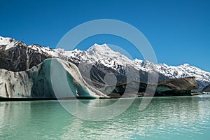 Mt Cook viewed from Tasman Lake, New Zealand