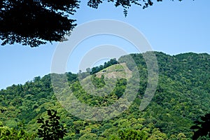 Mt. Daimonji of fresh verdure from Shinnyo-do Temple, Kyoto, Japan