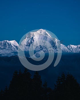 Mt. Dhaulagiri, Nepal. Seen from Poon Hill Trek. Beautiful mountain peak in gentle morning lights. Himalayas mountain