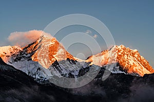 Mt Everest and Lothse Sunset