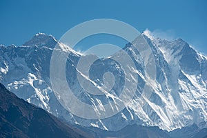 Mt Everest and Mt Lhotse in Himalayas