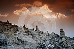 Mt. Everest and Nupche, Nepal photo