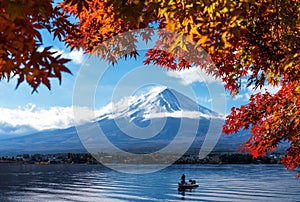 Mt Fuji in autumn view from lake Kawaguchiko