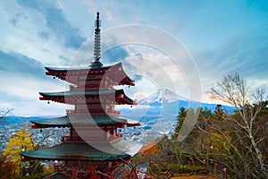 Mt. Fuji with Chureito Pagoda in autumn