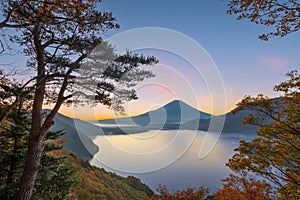 Mt. Fuji, Japan at Lake Motosu During Autumn Season