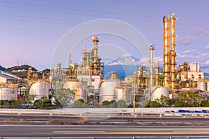 Mt. Fuji, Japan viewed from behind factories