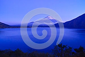 Mt.Fuji and the lake after sunset