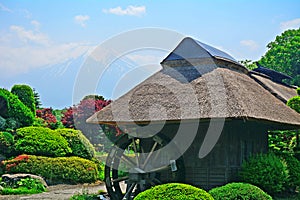 Mt. Fuji and a mill, Oshino, Japan