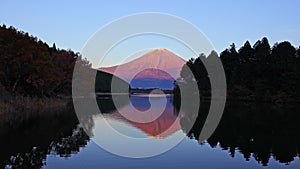 Mt. Fuji with reflection at Tanuki lake, Fujinomiya, Shizuoka, Japan