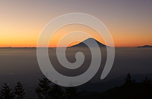 Mt.Fuji and Sea of clouds at dawn photo