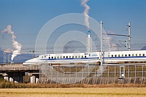 Mt Fuji and Tokaido Shinkansen, Shizuoka, Japan