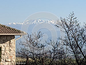 Mt Hermon in Israel viewed from Rosh Pinna photo