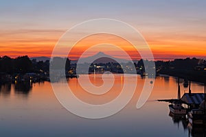 Mt Hood over Columbia River at Dawn in Oregon