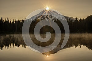 Mt Hood Sunburst Reflections