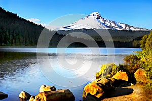 Mt. Hood Volcano Trillium Lake Landscape Oregon