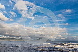 Mt. Kaimon volcano and beautiful cloudscape and ocean in Kagoshima, Japan