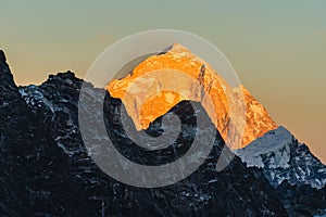 Mt Makalu at sunset Himalaya