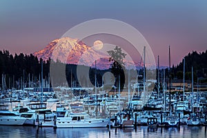 Mt. Rainier Gig Harbor Washington Moon Rise