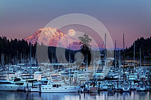 Mt. Rainier Gig Harbor Washington Moon Rise photo