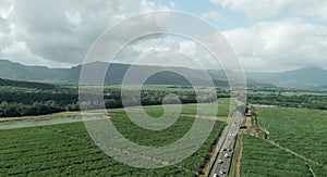 Mt Rempart in Mauritius - Aerial view with surrounding countryside