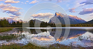 Mt Rundle Reflecting in Vermillion Lake.