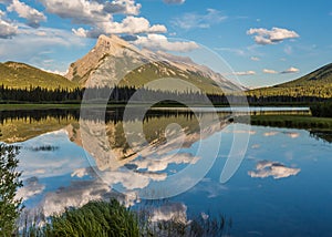 Mt. Rundle reflects in Vermilion Lakes