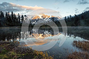 Mt. Shuksan in autumn sunset