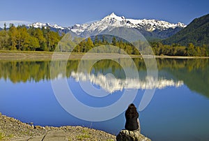 Mt Shuksan back view from baker Lake with Reflection