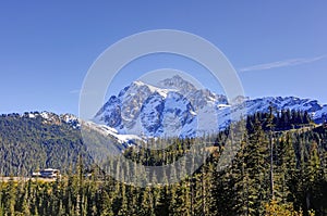 Mt. Shuksan and a lodge