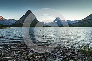 Mt Sinopah and Two Medicine lake in Glacier photo