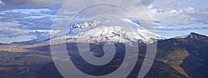 Mt. St. Helen`s panoramic view with dramatic skies.