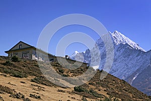 Mt. Thamserku and lodge