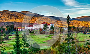 Mt Washington Resort in Fall Season. Foliage landscape