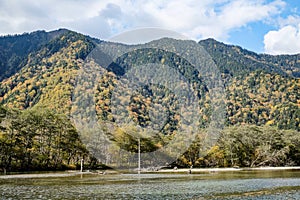 Mt.Yake-dake with Taisho Pond Taishoike was formed in 1915,