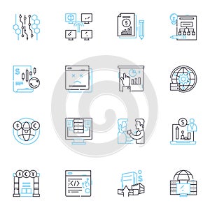 Mtary statistics linear icons set. Averages, Variance, Standard deviation, Hypothesis, Probability, Correlation