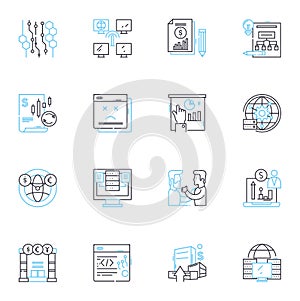 Mtary statistics linear icons set. Averages, Variance, Standard deviation, Hypothesis, Probability, Correlation photo