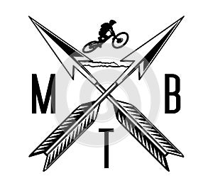 MTB downhill, Mountain bike illustration as Ribbon also called Banners or Shapes