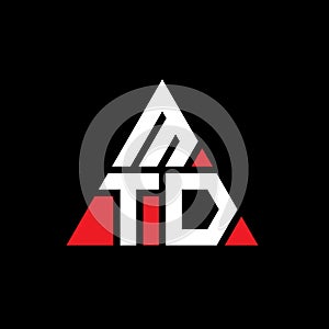 MTD triangle letter logo design with triangle shape. MTD triangle logo design monogram. MTD triangle vector logo template with red photo