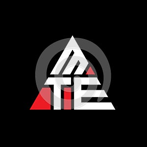 MTE triangle letter logo design with triangle shape. MTE triangle logo design monogram. MTE triangle vector logo template with red