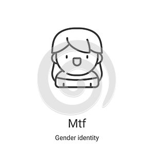 mtf icon vector from gender identity collection. Thin line mtf outline icon vector illustration. Linear symbol for use on web and photo