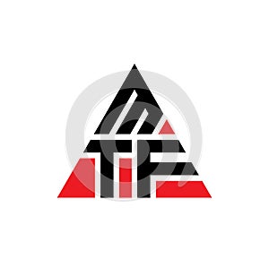 MTF triangle letter logo design with triangle shape. MTF triangle logo design monogram. MTF triangle vector logo template with red photo