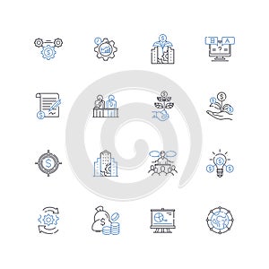 Mtization line icons collection. Revenue, Profit, Mtization, Advertising, Subscription, Strategy, Business vector and