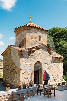 Mtskheta Georgia. Ancient Tiny Stone Church Of St. Nina At Samtavro